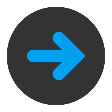 Ok sağ düz mavi ve gri renkler düğmesini yuvarlak