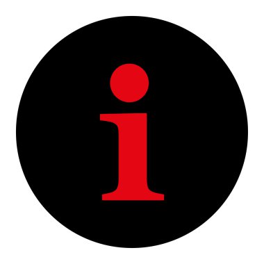 Yuvarlak düğmesini bilgi düz yoğun kırmızı ve siyah renk