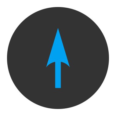 Ok eksen Y düz mavi ve gri renkler düğmesini yuvarlak