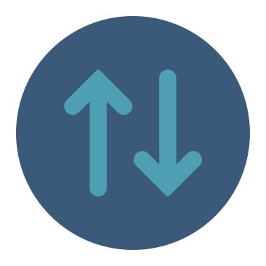 Düz mavi flip ve mavi renkler düğmesini yuvarlak