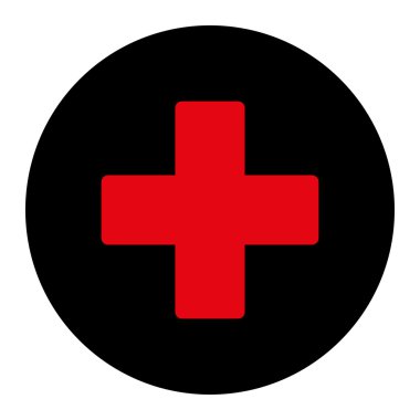 Artı düğmesini düz yoğun kırmızı ve siyah renkleri yuvarlak