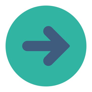 Ok sağ düz kobalt ve mavi renkler düğmesini yuvarlak