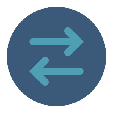 Yatay düz mavi flip ve mavi renkler düğmesini yuvarlak