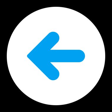 Ok sol düz mavi ve beyaz renkler düğmesini yuvarlak