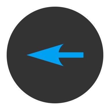 Keskin sol ok düz mavi ve gri renkler düğmesini yuvarlak