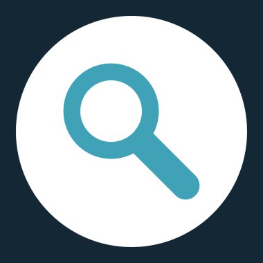 Yuvarlak düğmesini arama düz mavi ve beyaz renkler