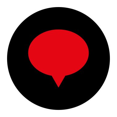 Afiş düz yoğun kırmızı ve siyah renkleri düğmesini yuvarlak