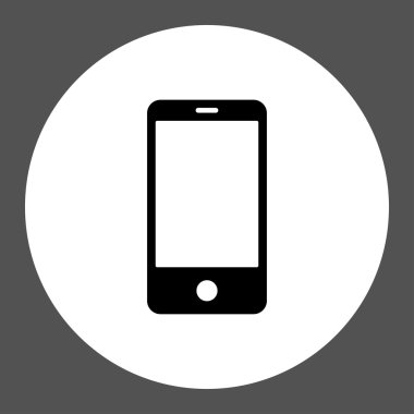Smartphone flat black and white colors round button