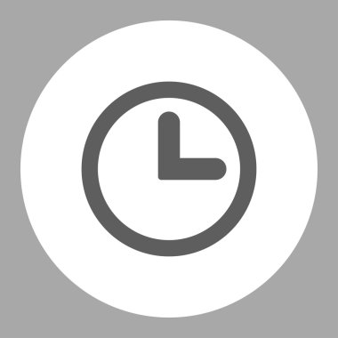 Clock flat dark gray and white colors round button