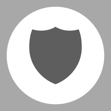 Shield flat dark gray and white colors round button