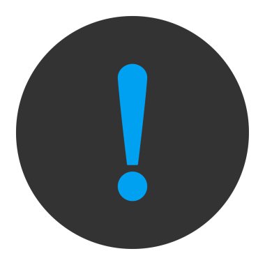 Ünlem işareti düz mavi ve gri renkler düğmesini yuvarlak