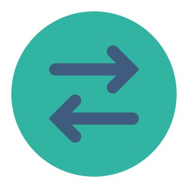 Flip Horizontal flat cobalt and cyan colors round button