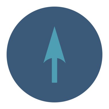 Yuvarlak düğmesini ok eksen Y düz mavi ve mavi renkler