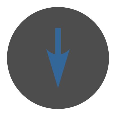 Sharp Down Arrow flat cobalt and gray colors round button