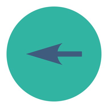 Keskin sol ok düz kobalt ve mavi renkler düğmesini yuvarlak