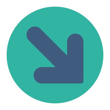 Ok aşağı sağ düz kobalt ve mavi renkler düğmesini yuvarlak