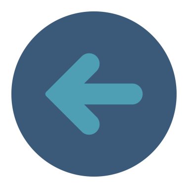 Yuvarlak düğmesini ok sol düz mavi ve mavi renkler