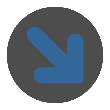 Ok aşağı sağ düz kobalt ve gri renkler düğmesini yuvarlak