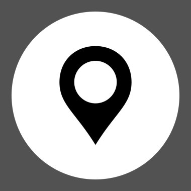 Yuvarlak düğmesini harita işareti düz siyah ve beyaz renkler