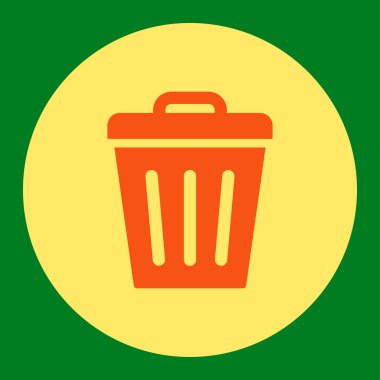 Çöp Can düz turuncu ve sarı renkler düğmesini yuvarlak