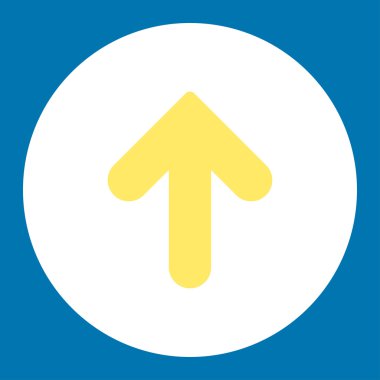 Ok yukarı düz sarı ve beyaz Renkler düğmesini yuvarlak