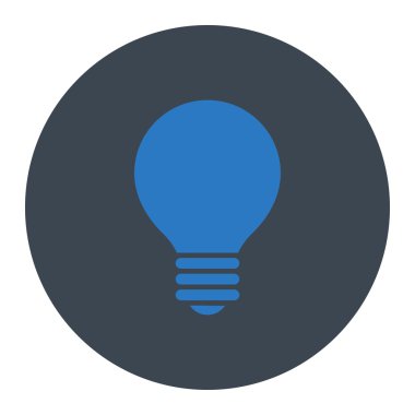 Elektrikli ampul düz düz mavi renkler düğmesini yuvarlak