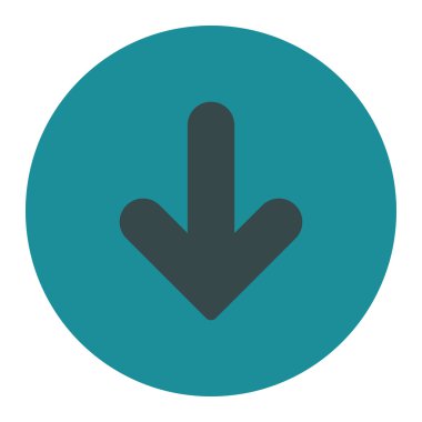 Ok aşağı düz yumuşak mavi renkler düğmesini yuvarlak