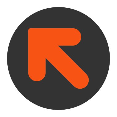 Yuvarlak düğmesini ok yukarı sol düz turuncu ve gri renkler