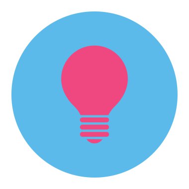 Elektrikli ampul düz pembe ve mavi renkler düğmesini yuvarlak