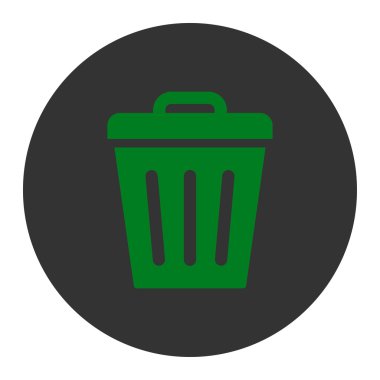 Çöp Can düz yeşil ve gri renkler düğmesini yuvarlak