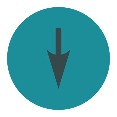 Aşağı keskin ok düz yumuşak mavi renkler düğmesini yuvarlak