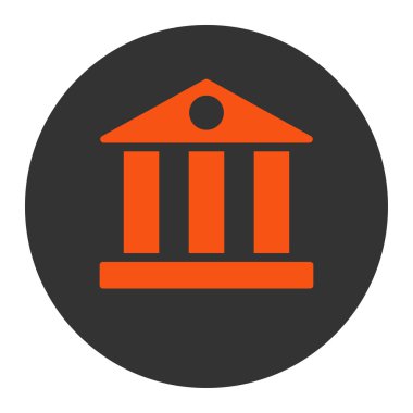 Yuvarlak düğmesini banka düz turuncu ve gri renkler