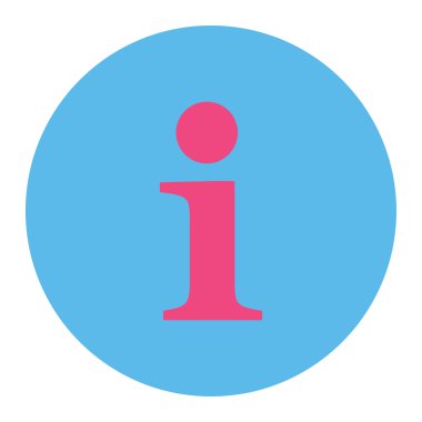 Info düz pembe ve mavi renkler düğmesini yuvarlak