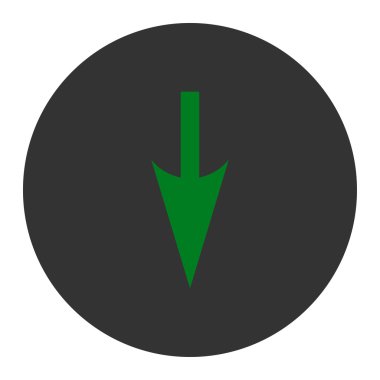 Aşağı keskin ok düz yeşil ve gri renkler düğmesini yuvarlak