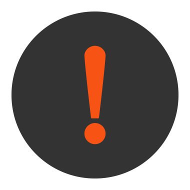 Yuvarlak düğme ünlem işareti düz turuncu ve gri renkler