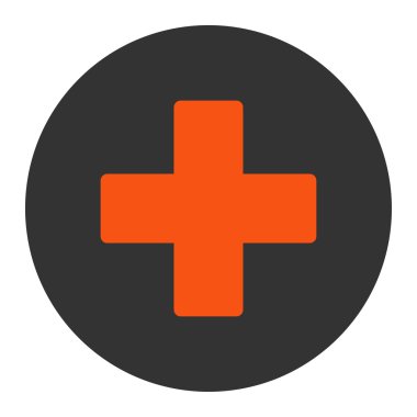 Artı düz turuncu ve gri renkler düğmesini yuvarlak