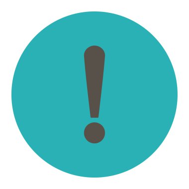 Ünlem işareti düz gri ve mavi renkler düğmesini yuvarlak