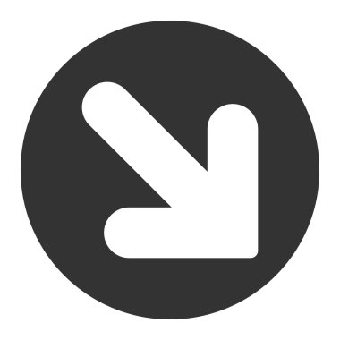 Ok aşağı sağ düz beyaz ve gri renkler düğmesini yuvarlak