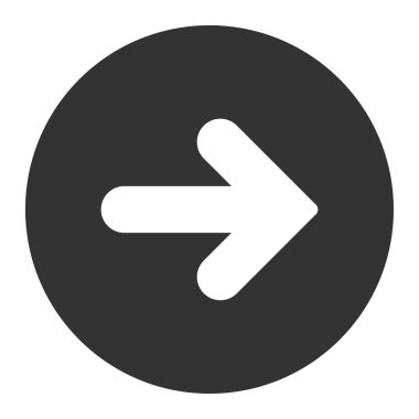 Ok sağ düz beyaz ve gri renkler düğmesini yuvarlak