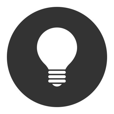 Elektrikli ampul düz beyaz ve gri renkler düğmesini yuvarlak