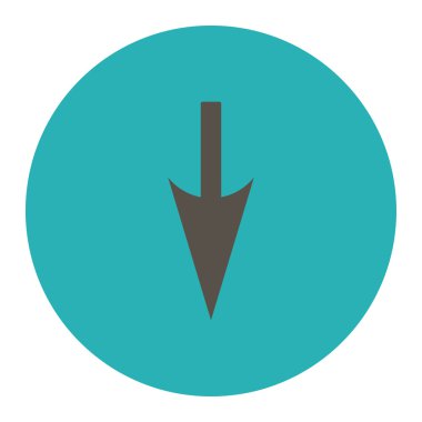 Yuvarlak düğmesini keskin aşağı ok düz gri ve mavi renkler