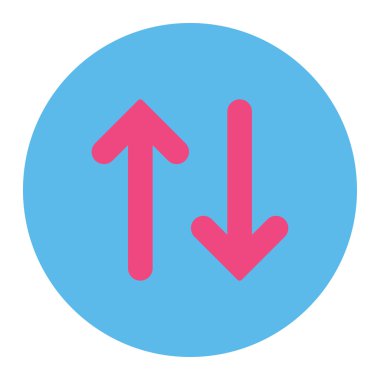 Düz pembe çevirmek ve mavi renkler düğmesini yuvarlak