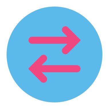 Yatay düz pembe çevirmek ve mavi renkler düğmesini yuvarlak