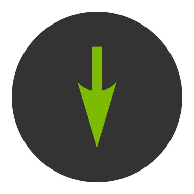 Sharp Down Arrow flat eco green and gray colors round button