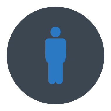 Adam düz düz mavi renkler düğmesini yuvarlak