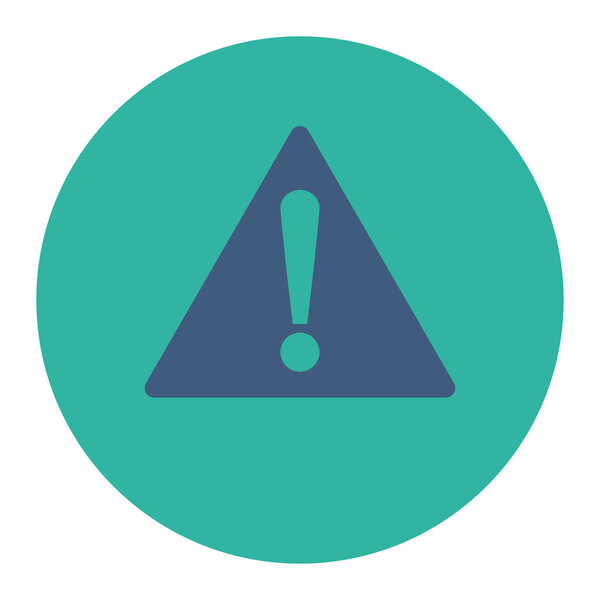 Warning flat cobalt and cyan colors round button