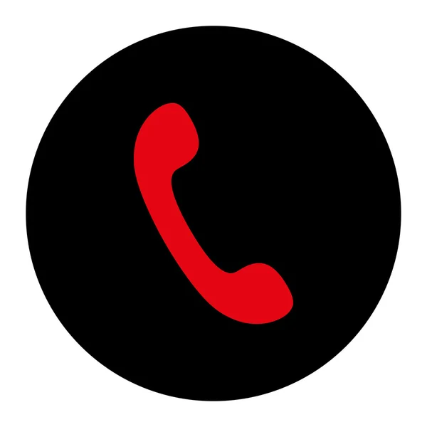 Телефон плоский интенсивный красный и черный цвета круглая кнопка — стоковый вектор