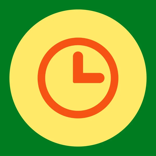 Clock flat orange and yellow colors round button — Stockvector