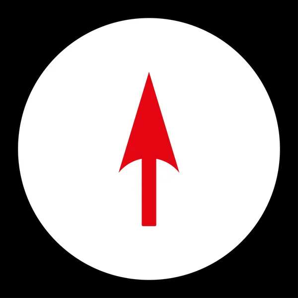 Flecha Eje Y plano rojo y blanco colores botón redondo — Vector de stock