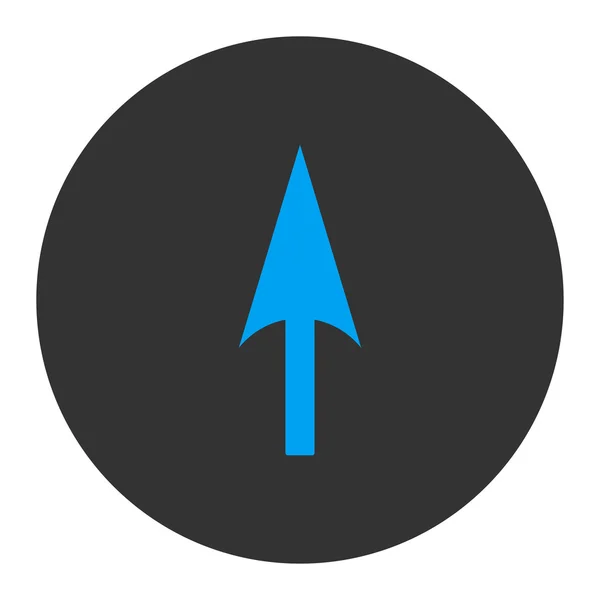 Pilen axeln Y platt blå och grå färger runda knappen — Stock vektor